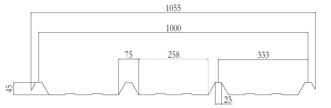 Tablă profilată JI 45 — desen tehnic