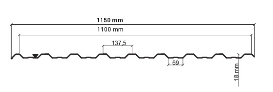 Tablă cutată W18 — desen tehnic